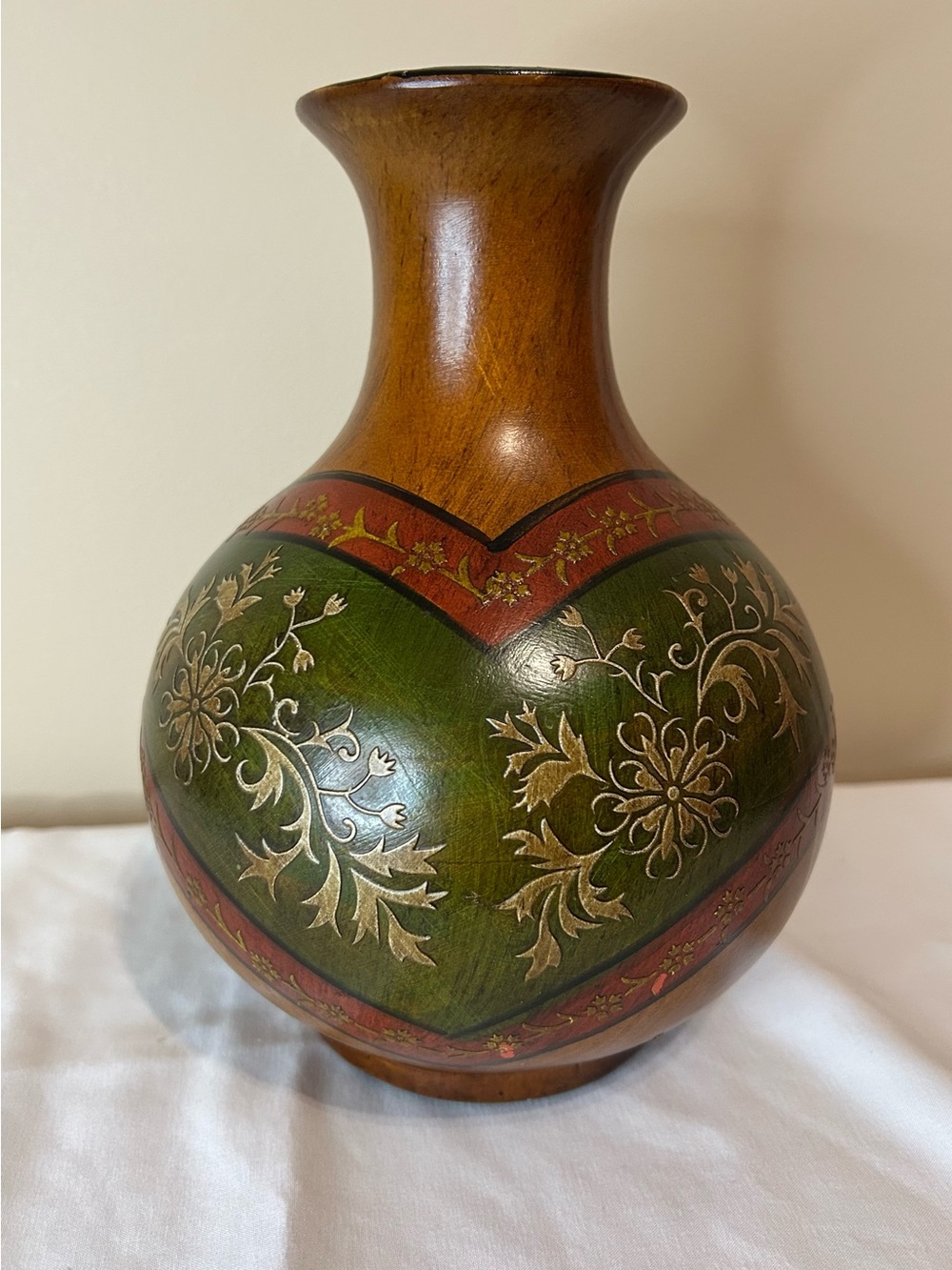 Hand-Painted Decorative Vase Made to look like Wood.